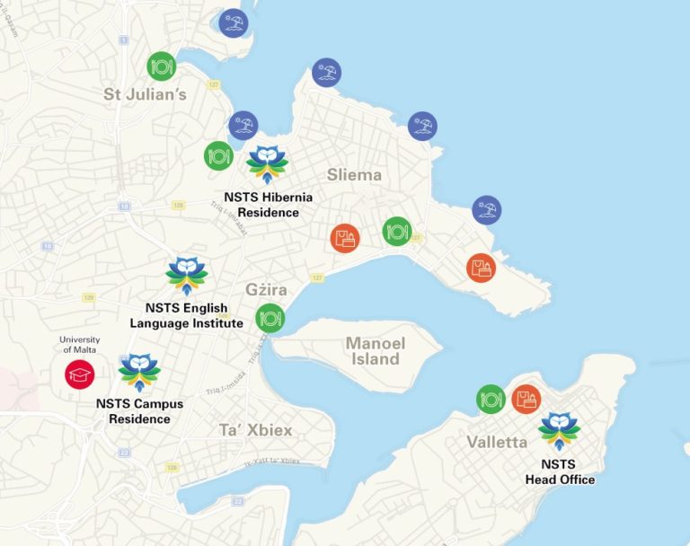 Accommodation in Malta: Locations of NSTS Malta